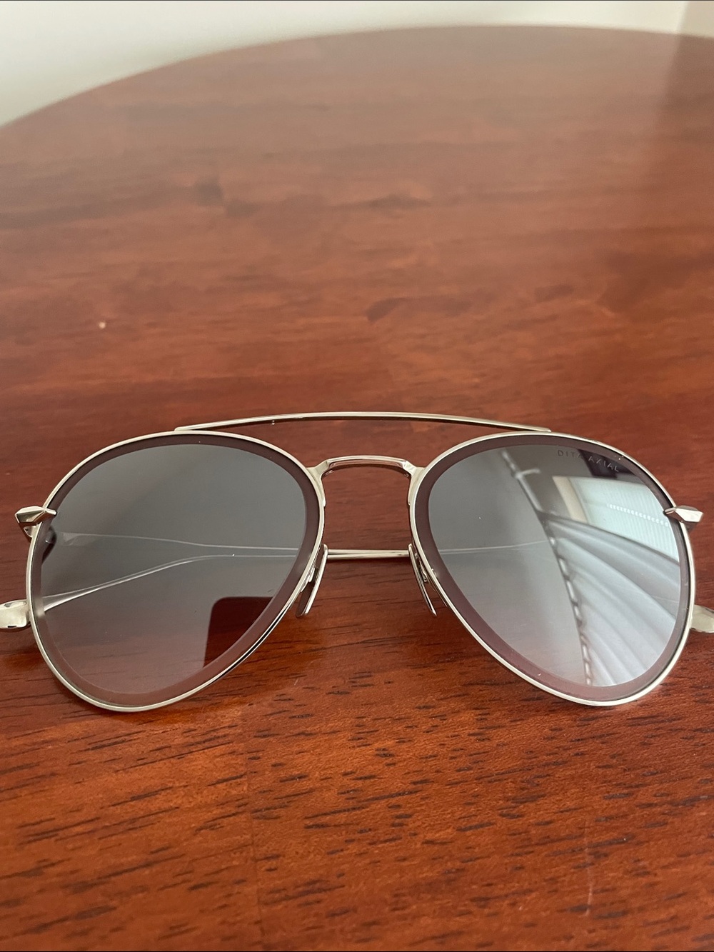 DITA AXIAL Silver Frame Aviator Sunglasses with Gray Gradient Lenses